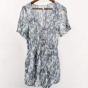 Gentle Fawn Romper with Slate Gray Abstract Print small